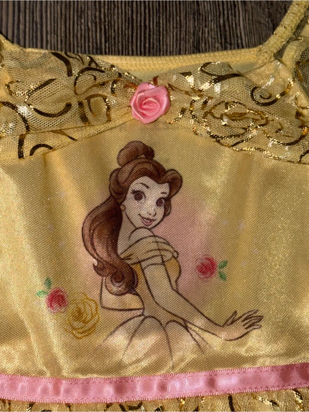 Disney Princess Belle Pajama Nightgown Size 3T Beauty & The Beast Yellow Gold - Picture 3 of 6
